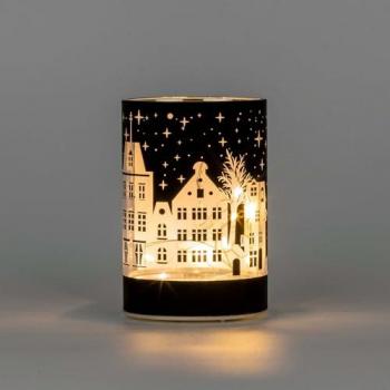 12cm LED Christmas Glass Vase in Deep Blue