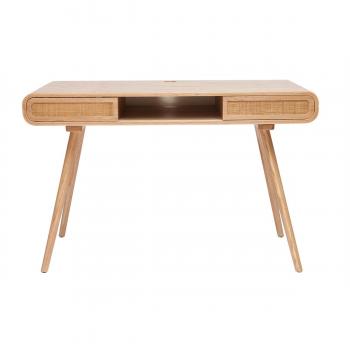 Scrivania in legno chiaro con vano contenitore e motivo a intreccio L120 cm OLYMPE
