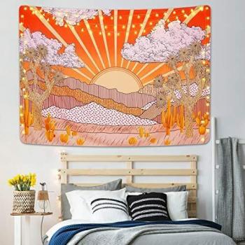 Psychedelic Mountain Desert Clouds Wall Hanging Tapestry by Hleane