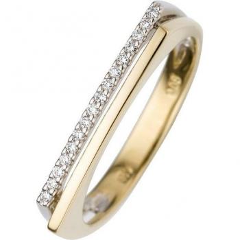 JOBO Gold‑Bicolor Ring 50 – Gelbgold & Weißgold mit Diamanten
