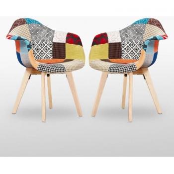 Mid-Century Patchwork Dining Chair Set