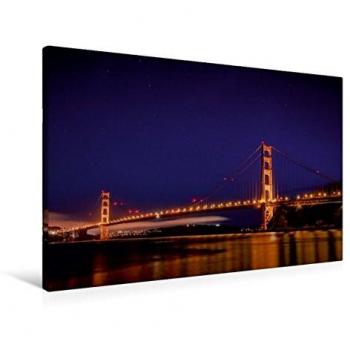 Leinwandbild Golden Gate Bridge mit Sternenhimmel 90 x 60 cm, HD-Druck auf Keilrahmen, von Markus van Hauten