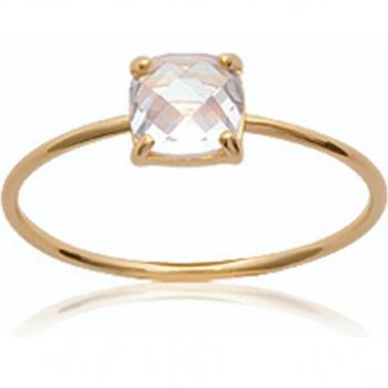 Exclusief Wit Vergulde Hoop, 6x6 mm, maat 56