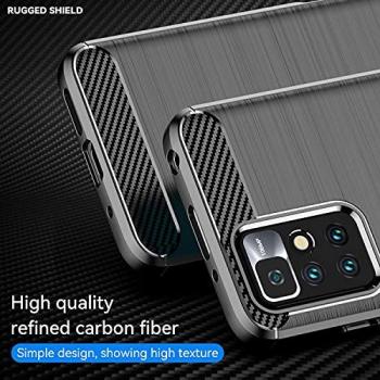 Coque Max Power en Silicone Noir pour Xiaomi Redmi 10 / Redmi 10 2022 avec Design en Fibre de Carbone