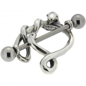 Stahlglänzende Nipple Line Schlange – 925 Silberschmuck für Brustwarzen
