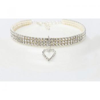 Collar de Corazón con Brillantes para Gatos y Cachorros