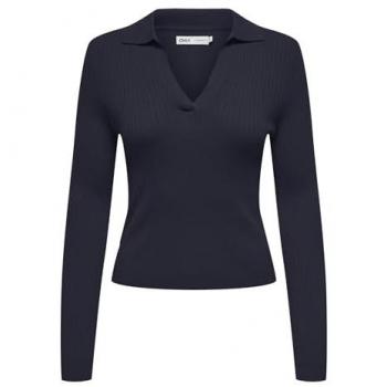 Damen Langarm-Polo Only Kaya in Marineblau