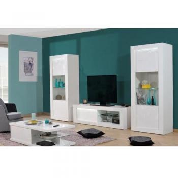 Salon Contemporain Dayton White Laqué Blanc LED