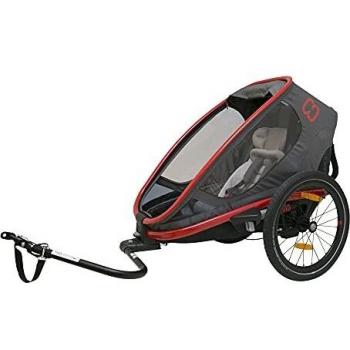 Hamax Unisex Youth Outback One Reclining Bicycle Trailer, Red/Charcoal