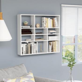Wall Shelf High Gloss White 90x16x78 cm