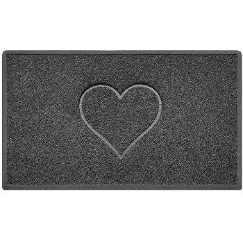 Embossed PVC Spaghetti Heart Mat – Dark Grey, 45 cm by 75 cm