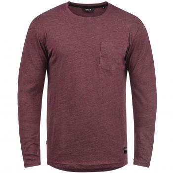 !Solid Bobo Herren Longsleeve Shirt Rundhals, Größe:XXL, Farbe:Weinrot Melange