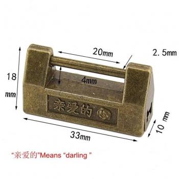 Classic Chinese Iron Padlock with Rustic Wood Case and Key