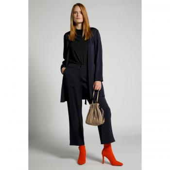 Giacca lunga per taglie forti con colletto alto, Donna, Blu, Taglia: 60