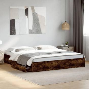 VidaXL Bed Frame Smoked Oak 180x200 cm Super King