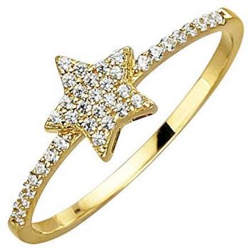 Fascination by Ellen K. Fingerring 375 Gold mit Stern-Motiv und Zirkonia weiß