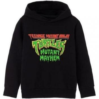 Felpa Nera Con Cappuccio per Adolescenti Tartarughe Ninja Mutanti