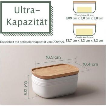 Keramik-Butterbehälter DOWAN – Großes Fass mit Holzdeckel