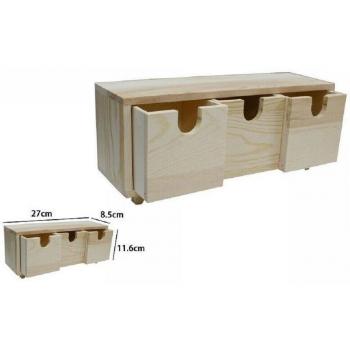 Tablette Mini avec Trois Fentes en Bois Nature Découpé 53387A