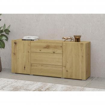 Mini buffet 2 portes + 3 tiroirs en bois massif – couleur marron
