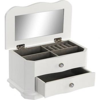 DKD Design-Schmuckschrank MDF‑Weiß 24x14x14 cm