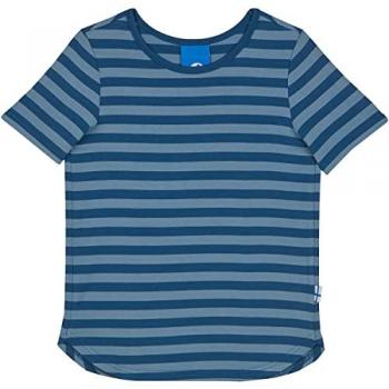 Bambus-Jersey-T-Shirt MAALARI für Kinder in gestreift Dove/Real Teal