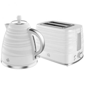 Premium Kitchen Pair: 1.7L Cordless Kettle + Two‑Slot Toaster (White)
