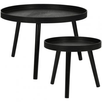 Paire de Tables d'Appoint Noir Ronde