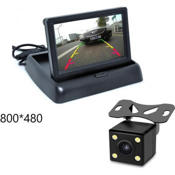HD Rückfahrsystem für Autos, 4,3 Zoll mit Nachtsichtkamera und faltbarem Monitor