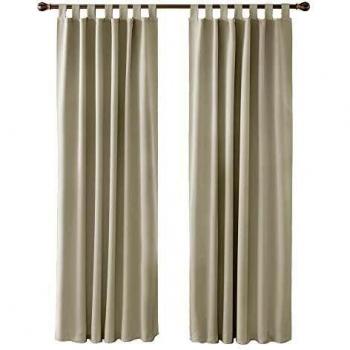 Deconovo Wintervorhang Blickdicht Lärmschutzvorhang Schlaufen 210x140 cm Creme 2er Set