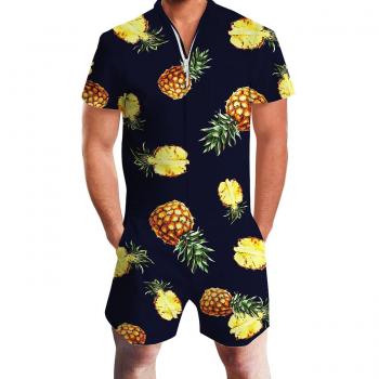 Goodstoworld Männer-Overall Romper mit 3D-Ananas‑Mot