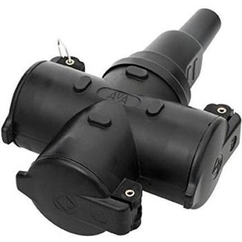 Hängekupplung 10-16 A 250 V schwarz IP44 Vollgummi, 3-fach, mit Klappdeckel JÄGER DIREKT