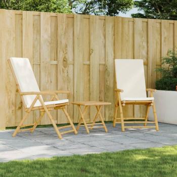 Bamboo Folding Reclining Garden Chairs with Cushions