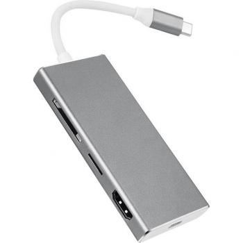Tipo C Hub 7 en 1 con Salida HDMI 4K, USB 3.0 y Lectores de Memoria