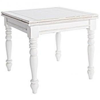 Ausziehbarer Esstisch Colette – Mangoholz, 80 cm bis 160 cm, Weiß