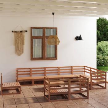 Suite Terrasse 11 éléments – bois de pin, finition marron miel