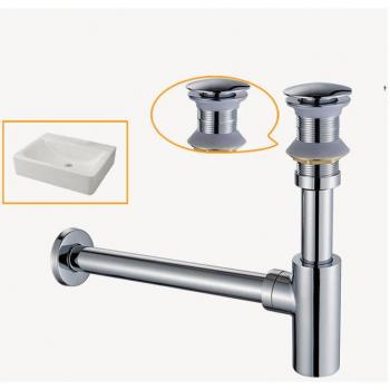 Siphon lavabo cylindrique avec bonde en laiton chromé