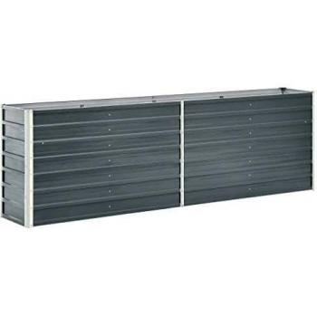 Sonata Gardening Raised Bed, Steel, Grey, Galvanized, 240x40x77 cm