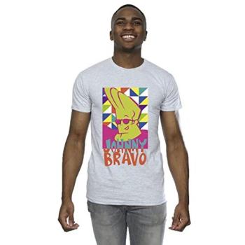 Men’s Medium Grey Johnny Bravo Pop Art Triangle Graphic Tee