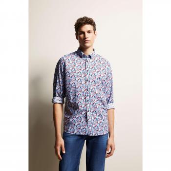 Hemd mit blauen Blumenmotiven