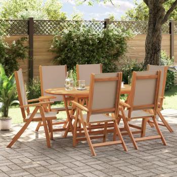 Outdoor 7-Piece Dining Set with Acacia Wood & Textilene