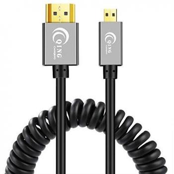 Micro‑HDMI spirale QING CAOQING 1 m – haute qualité vidéo