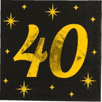 40 Jaar Goud Zwart Servetten 16 stuks