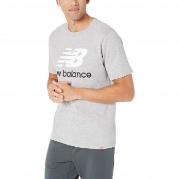 New Balance Essentials T-Shirt Homme Logo Empilé Gris Athlétique S