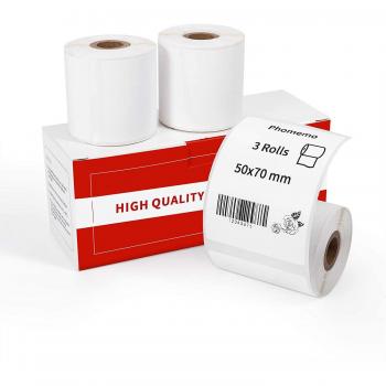 Phomemo 3 Rolls Square Thermal Labels, Black on White for M110/M200