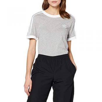 Adidas 3 STR Tee T-Shirt Femme Gris Moyen Chiné FR: L