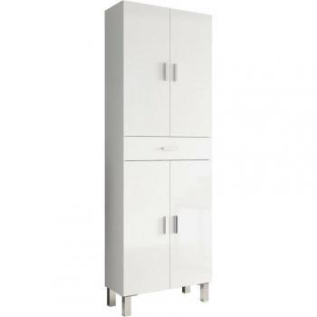 Colonna multiuso bianca 60x29x182 cm, 4 ante e cassetto