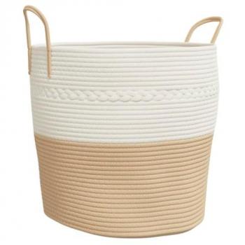 Panier de Rangement Intérieur Vidaxl – Beige/Blanc Ø43x38
