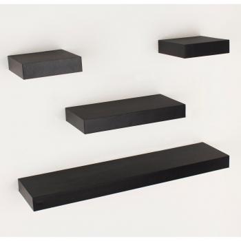 Narrow Hudson Style 4-Piece Shelf Set in Matt Black Finish