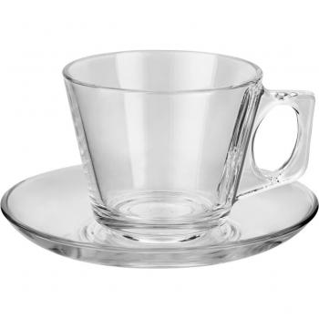 Tazzina Espresso con Piatto Trasparente 80ml Pasabahçe Vela